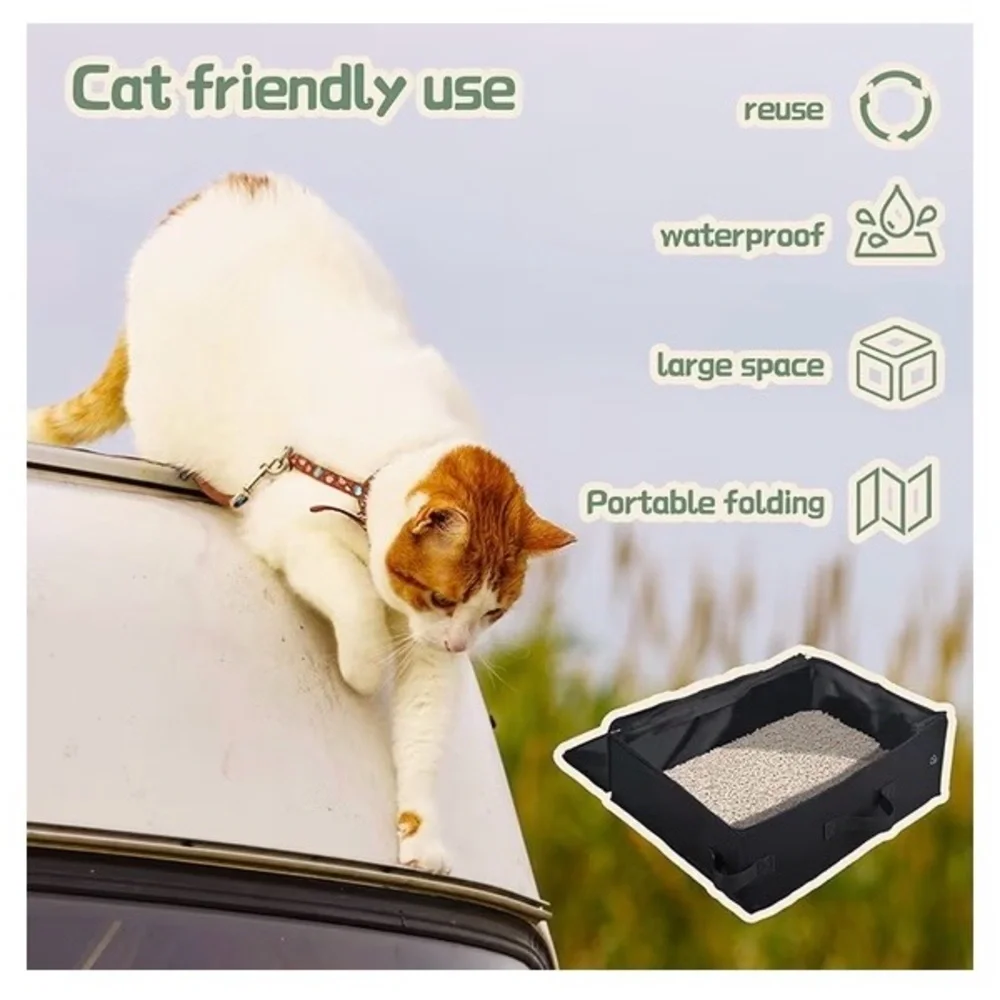 BROWN Portable Travel Litter Box for Cats with Pooper Scooper, Liners. NEW